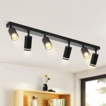 Homefire plafonnier 6 spots moderne : plafonnier noir spot gu10 spots orientables � 355�m�tal int�rieur ...