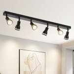 Homefire plafonnier 6 spots noir : plafonnier m�tal gu10 spots pivotant int�rieur pour cuisine bureau ...