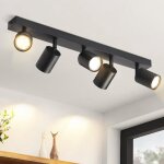 Homefire plafonnier led 5 spots gu10 - noir en fer - 55 x 5. 5 x 137 cm - moderne - orientable à 330° ... Homefire plafonnier led 5 spots gu10 - noir en fer - 55 x 5. 5 x 137 cm - moderne - orientable à 330° ...