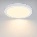 Homefire plafonnier led blanc rond plat moderne 18w blanc chaud 3000k ip44 �tanche pour bureau salon ...