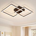 Homefire plafonnier led noir - moderne carr 3000k blanc chaud 20w lampe de chambre pour cuisine salon ...