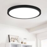 Homefire plafonnier led ronde - 18cm noir moderne lampe de salle de bains 15w blanc froid 6000k lampe ...