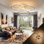 Homefire plafonnier led pour salon - design moderne - anneaux - blanc chaud - 3000 k - 41 w - 3 ampoules ...