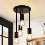 Homefire plafonnier vintage plafonnier noir - 4 ampoules e27 lampe de cuisine rtro mtal suspendu plafonnier ...
