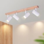 Homefire spot de plafond 4 feux spots de plafond bois - plafonnier blanc gu10 lampe de couloir vintage ...
