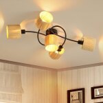 Homefire spot de plafond 5 flammes e14 noir naturel plafonnier papier salon