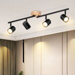 Homefire spot de plafond led 4 ampoules plafonnier - plafonnier en bois spot gu10 lampe de salon pivotante ...
