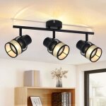 Homefire spot plafonnier 3 e27 noir - vintage tissu mtal orientable 330 spot de plafond pour hall salon ...