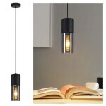 Homefire suspension lampe suspension noire e27 cuisine verre noir m�tal 1 ampoule industrielle moderne ...
