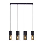 Homefire suspension noire pour table  manger luminaire suspendu e27 cuisine verre mtal noir 4 flammes ...