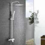 Homelody colonne de douche peinture blanc ensemble de douche hauteur rglable avec mitigeur mcanique ...