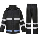 Homme combinaison de pluie imperm�able � capuche imperm�able tenue travail v�tement noir