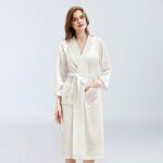 Hommes et femmes coton gaufre kimono peignoir de bain robe de spa - l
