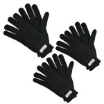 Hommes gants hiver chaud tricots thinsulate taille unique doux noir lot de 3 moufles
