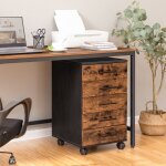 Hoobro armoire de classement  roulettes avec 5 tiroirs en bois commode de rangement style industriel ...
