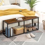 Banc - hoobro - 120 cm - marron rustique - métal - style industriel Banc - hoobro - 120 cm - marron rustique - métal - style industriel