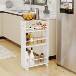 Hoobro chariot de service desserte de  4 niveaux roulettes avec freins pour cuisine salle de bain salonblanc ...