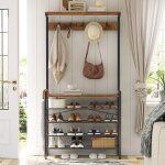 Hoobro meuble d?entre vestiaire avec tagre  chaussures  5 niveaux de style industriel avec 5 crochets ...