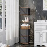 Hoobro meuble de salle de bain meuble de rangement commode avec compartiment ouvert placard d?angle 3 ...