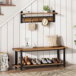 Hoobro porte - manteau meuble dentr�e vestiaire portemanteau mural avec 5 crochets banc et �tag�re � ...