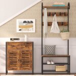 Portemanteau - hoobro - vestiaire - 9 crochets amovibles - banc - tagres  chaussures