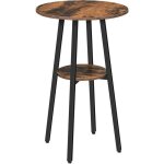 Table de bar ronde - hoobro - marron rustique - métal noir - 2 plateaux - compacte Table de bar ronde - hoobro - marron rustique - métal noir - 2 plateaux - compacte