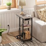 Hoobro table basse dappoint avec station de charge pliante en forme de c avec roulettes et �tag�re de ...