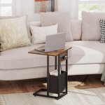 Hoobro table basse pliable avec station de charge table dappoint en forme de c avec poche en tissu petite ...