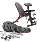 Banc de musculation rglable hs - 1035 hop - sport set d?haltres 66 kg disques de poids barres sz 120cm ...