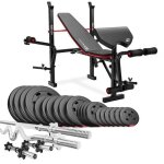 Hop - sport set dhaltres de 106 kg avec banc de musculation pliable hs - 1055 avec pupitre de curl papillon ...
