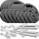 Hop - sport set dhaltres en fonte 106 kg avec deux barres courtes barre longue barre sz - curl et disques ...