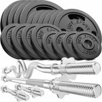 Hop - sport set dhaltres en fonte 106 kg deux barres courtes barre longue barre super sz - curl disques ...