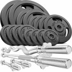 Hop - sport set dhaltres en fonte 116 kg avec deux barres courtes barre longue barre sz - curl et disques ...