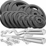 Hop - sport set dhaltres en fonte 66 kg deux barres courtes barre longue barre sz - curl et disques ...