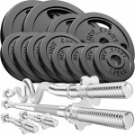 Hop - sport set dhaltres en fonte 66 kg deux barres courtes barre longue barre super sz - curl et disques ...