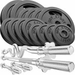 Hop - sport set dhaltres en fonte 76 kg deux barres courtes barre longue barre super sz - curl et disques ...