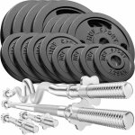 Hop - sport set dhaltres en fonte 96 kg deux barres courtes barre longue barre super sz - curl disques ...