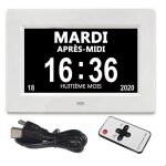 Horloge calendrier auto dimming pour les personnes �g�es / alzheimer et les enfants blanc