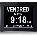 Horloge calendrier grande police alarme auto dimming personnes ges alzheimer enfants noir tiquette ...