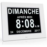 Horloge calendrier - jormftte - auto dimming - blanc - design contemporain - id�al pour enfants et seniors ...