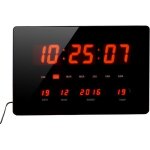 Horloge calendrier  led - grands caractres - multifonctions - piles fournies - 36x22cm - noir - orium ...