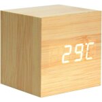 Horloge de chevet thermomètre réveil en bois - mini horloge numérique avec affichage de lheure de la ... Horloge de chevet thermomètre réveil en bois - mini horloge numérique avec affichage de lheure de la ...
