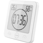 Horloge de douche salle de bain alarme num�rique lcd thermom�tre hygrom�tre minuterie de compte � rebours(blan ...