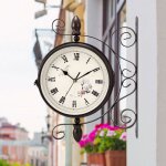 Horloge de gare noire  double face avec support style rtro grand horloge de station new york horloge ...