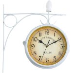 Horloge de gare rtro horloge murale double cadran pour l?intrieur et l?extrieurblanc