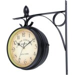 Horloge de gare rtro horloge murale double cadran pour l?intrieur et l?extrieurnoir