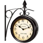 Horloge de gare vintage new - yorkaise double face fonctionnant sur piles label
