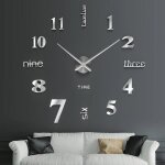 Horloge murale 3d diy digitale mouvement silencieux design moderne 60 - 120 cm argent odipie Horloge murale 3d diy digitale mouvement silencieux design moderne 60 - 120 cm argent odipie