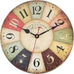 Horloge murale - beijiyi - vintage - 30 cm - silencieuse - cadran color� en bois