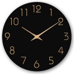 Horloge murale bois 30 cm noire moderne silencieuse sans tic - tac pour salon cuisine ou bureau